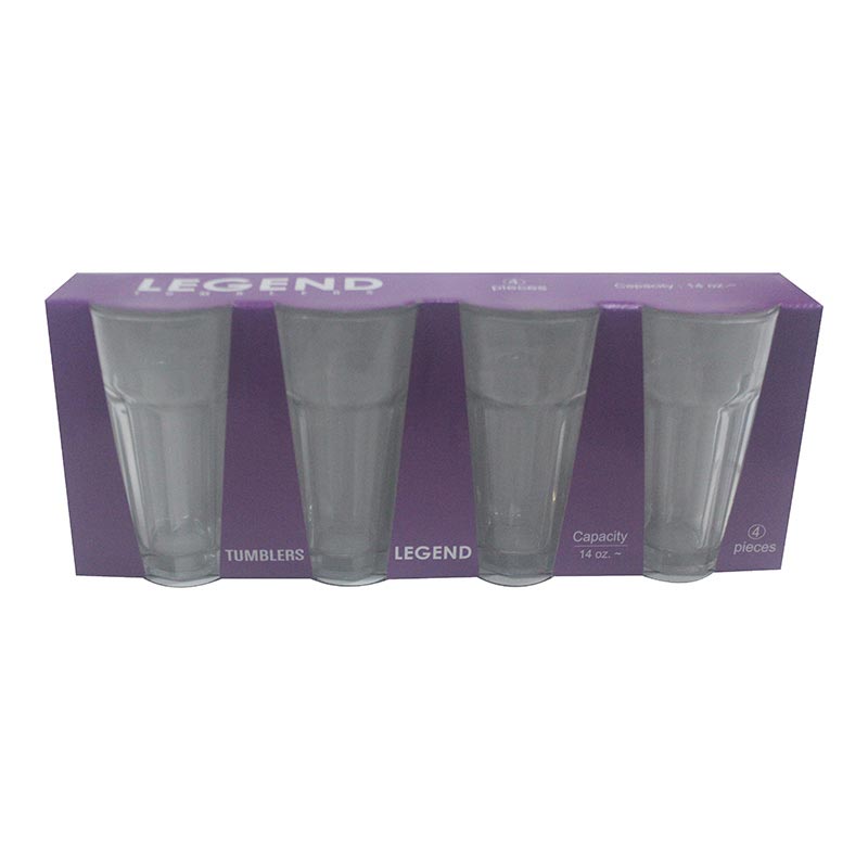 GLASS DRINKING 415ML 4PCS CAMEO TUMBLER