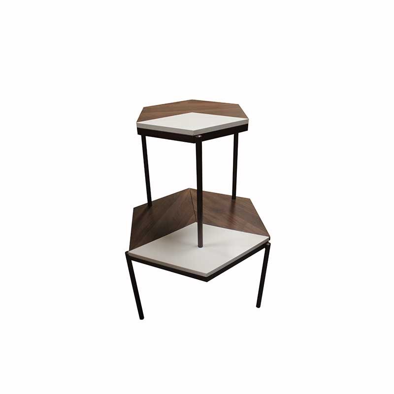 TEA TABLE BROWN AND WHITE 2PCS A+B+C