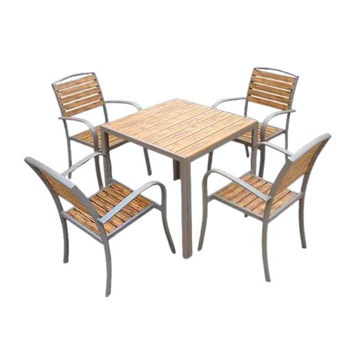 1TABLE 4 CHAIRS 90X90CM DARK GREY