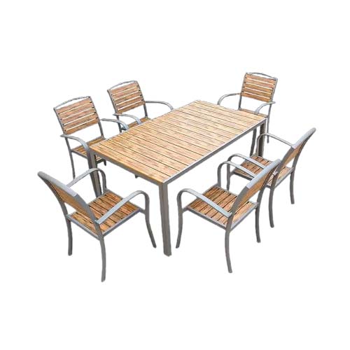 1TABLE 6 CHAIRS 150X90CM CHAMPAGNE