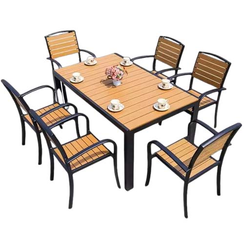 1TABLE 6 CHAIRS 150X90CM DARK GREY
