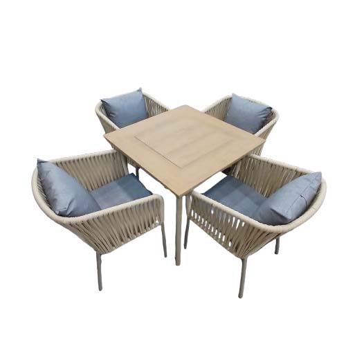 1TABLE 4 CHAIRS 80X80CM CHAMPAGNE