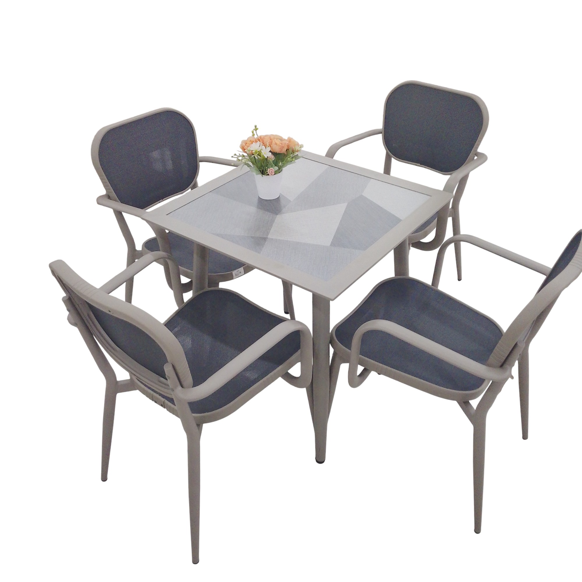 1TABLE 4CHAIRS 70X70CM CHAMPAGNE