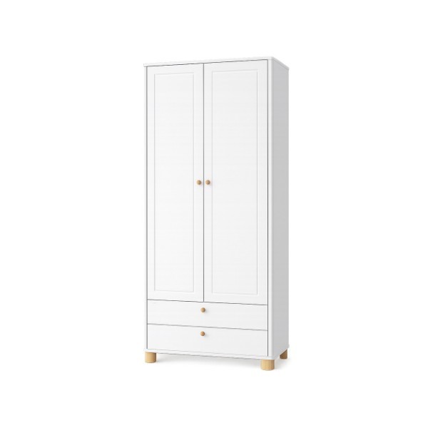 WARDROBE 2 DOORS A-B WHITE SOFT - NATURAL ZUPY