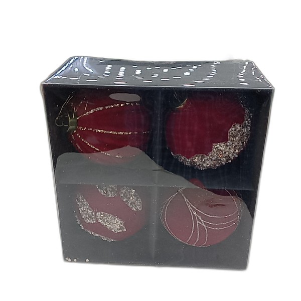 DECOR BALL 4PCS 10CM WINE