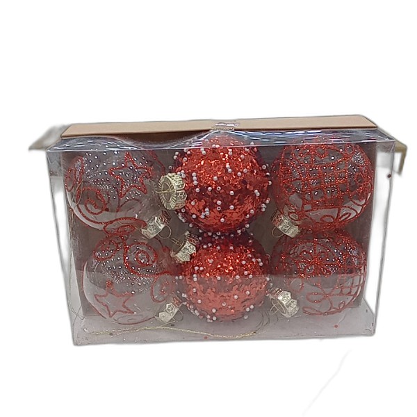 DECOR BALL 6PCS RED