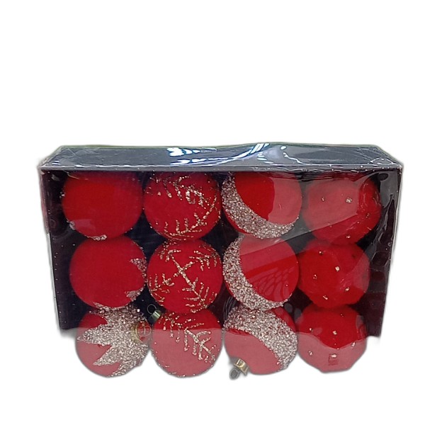 DECOR BALL 12PCS RED