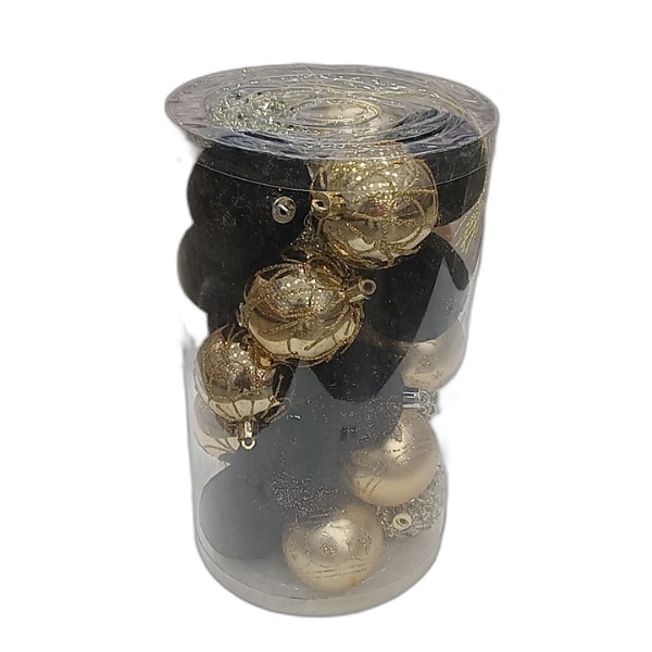 DECOR BALL 25PCS 6CM BLACK GOLD