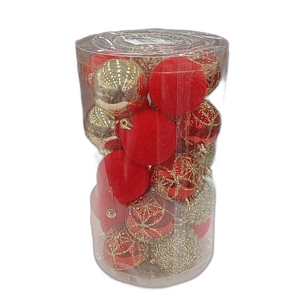 DECOR BALL 25PCS 6CM RED GOLD