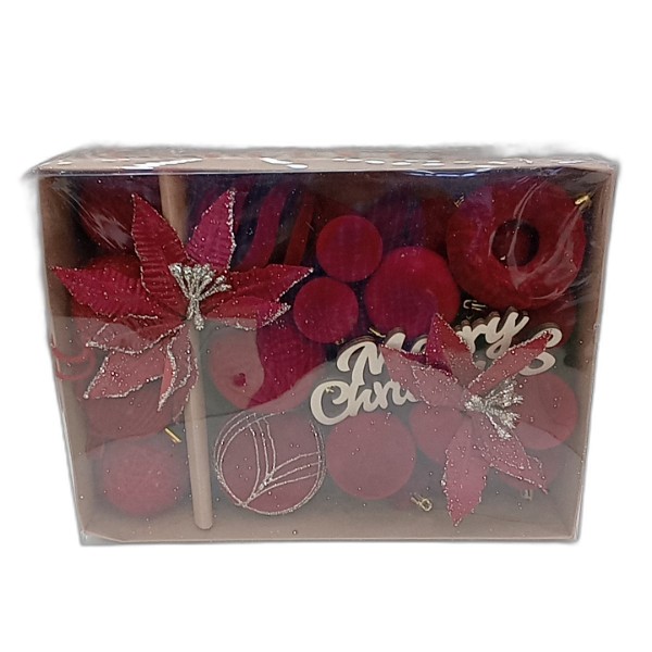 DECOR BALL HANGING 38PCS WINE A