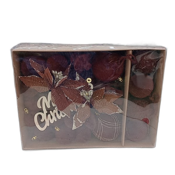 DECOR BALL 38PCS RED COFFEE