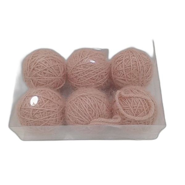 DECOR BALL 6PCS ROPE PINK