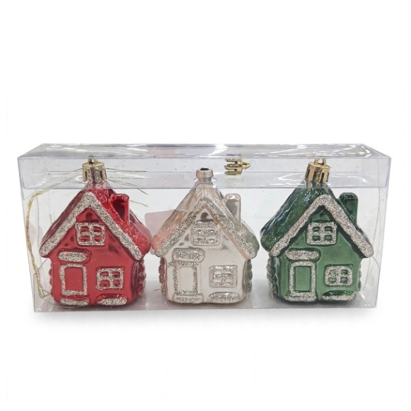 HANGING HOUSE 3PCS 8CM ASS COL