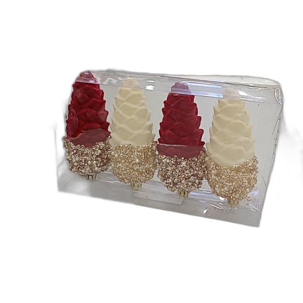 DECOR FLOWERING PINECONES 4PCS