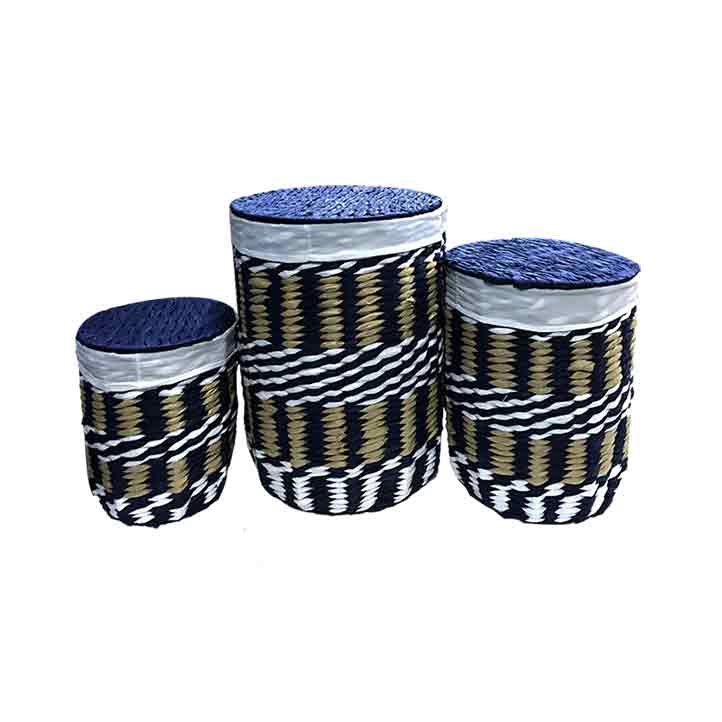 LAUNDRY BASKET 3PCS BAMBOO Q2464 BLUE