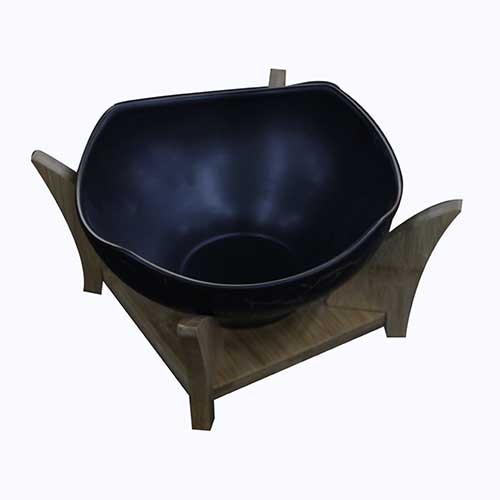 SALAD BOWL W-WOOD STAND 30CM ROUND