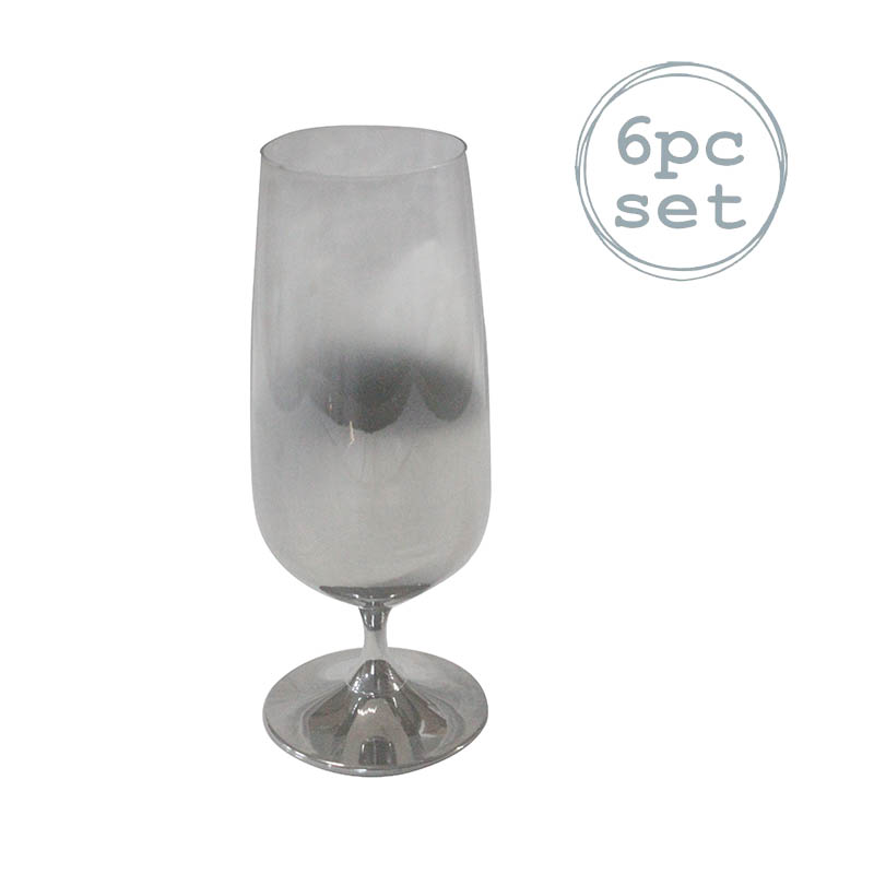 GLASS CUP 6PC 3613 HALF SILVER