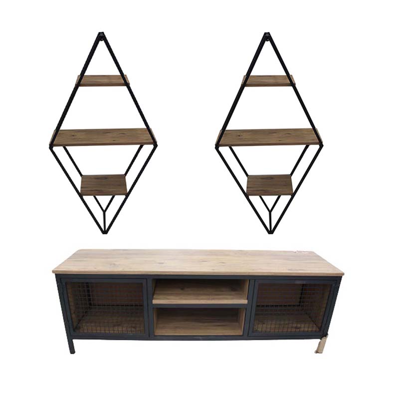 TV TABLE 3PCS SET WALL MOUNT WALNUT