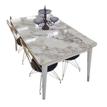 1TABLE 4CHAIRS FLORA ECRU MARBLE PRINT