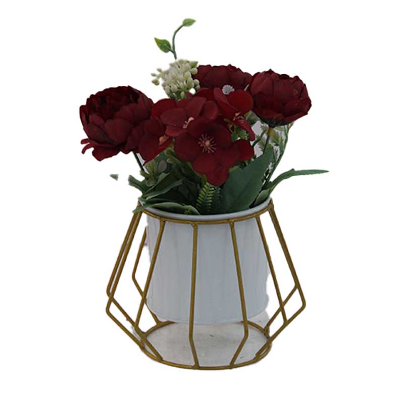 FLOWER IN POT METAL STAND BH641