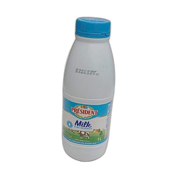 PRESIDENT SEMI SKIMMED MILK 1L PET
