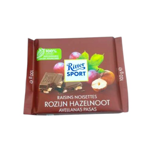 RITTER SPORTS 100G RAISIN HAZELNUT