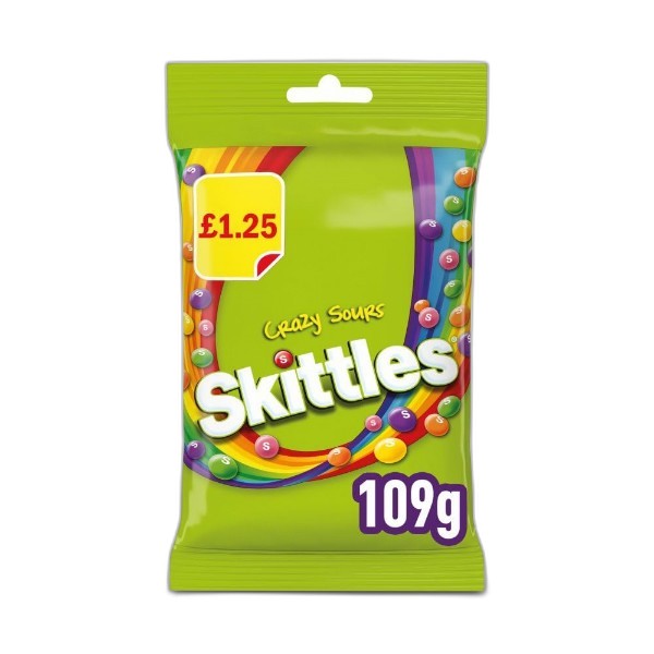 SKITTLES CRAZY SOURS TREAT BAG 109G