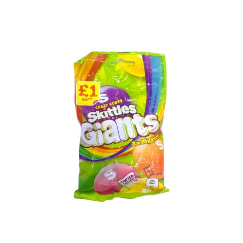 SKITTLES GIANTS CRAZY SOURS TREAT BAG 116G