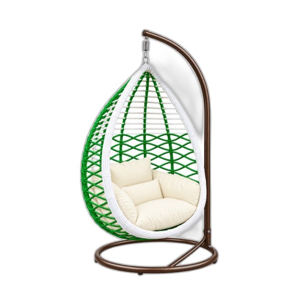 HANGING CHAIR GREEN WHITE FABRI