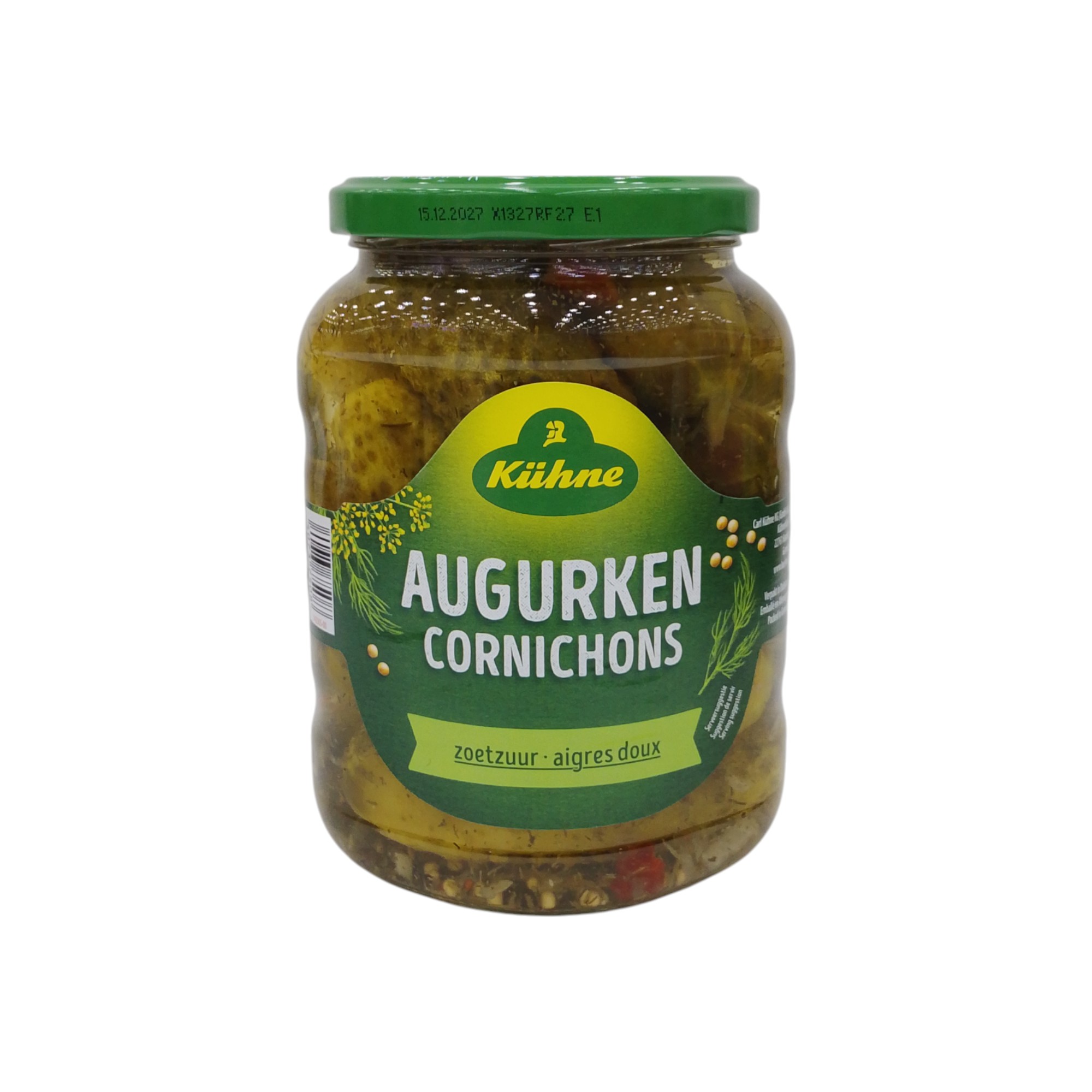 KUHNE DILL SWEET-SOUR CORNICHONS 720ML