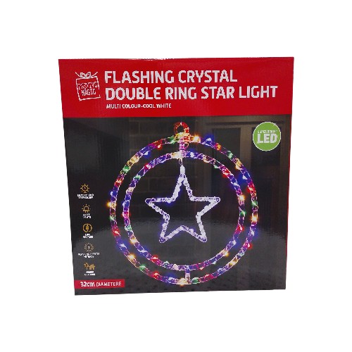 UBL LED CRYSTAL DOUBLE RINGS STAR LIGHT 36CM 8 FUN