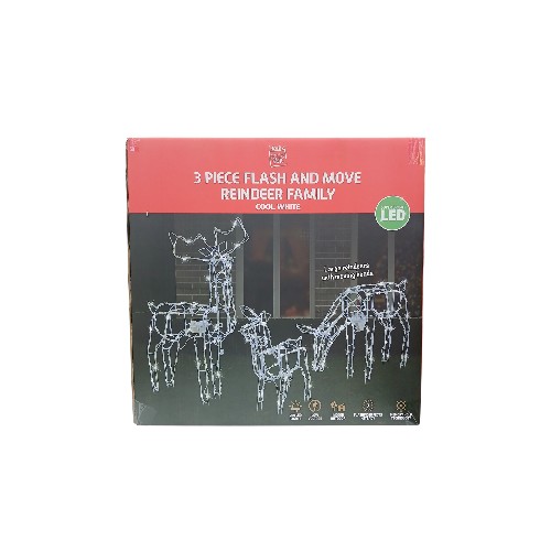 UBL LED REINDEERS FAMILY 3PC ANIMATED FLASH 190CM