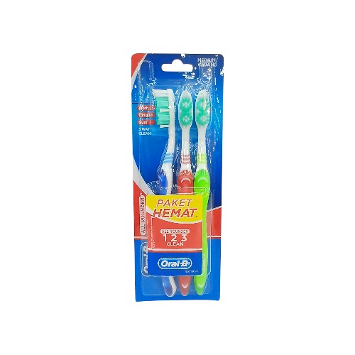 ORAL B TOOTH BRUSH CLEAN 123 M 3PCS