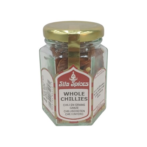 SITA SPICES WHOLE CHILLIES GLASS JAR 10G
