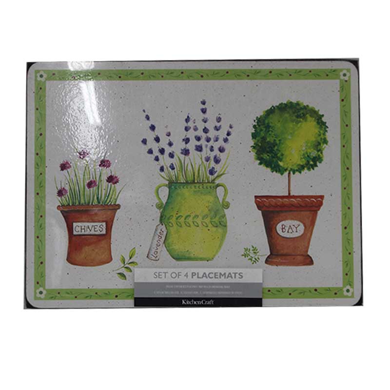 PLACE MAT 4PCS HERB POT DESIGN