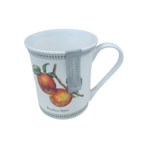 MUG APPLE PRINT BONE 390ML FLUTE SHAPE