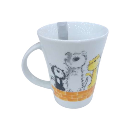 MUG CERAMIC 315ML CAT DOG PRINT
