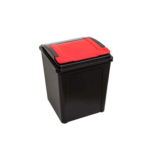 WHAM PLASTIC BIN W LID 50L GRAPHITE-RED