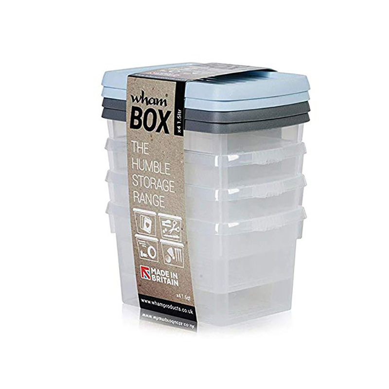 WHAM PLASTIC STORAGE BOX 4PCS X 1..5L CLEAR
