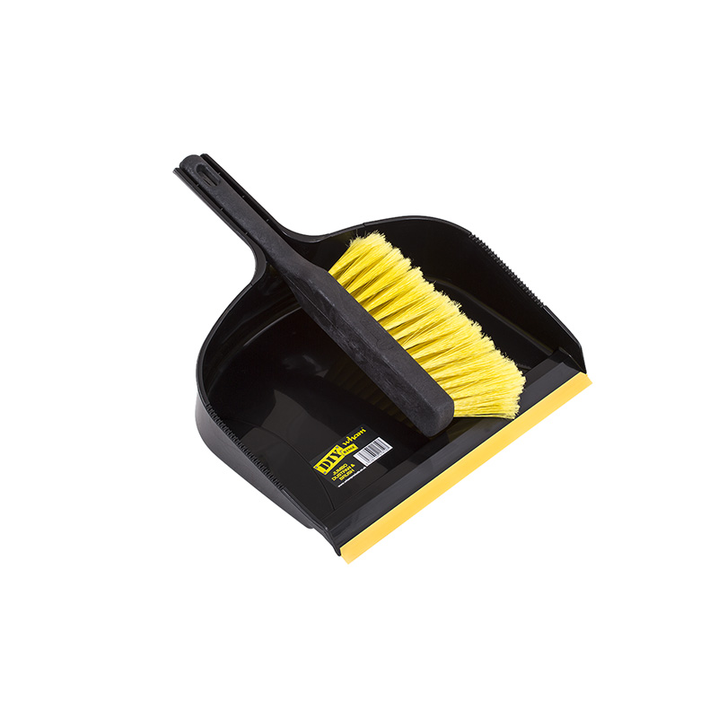 DUSTPAN W-BRUSH JUMBO BLK YELLOW WHAM
