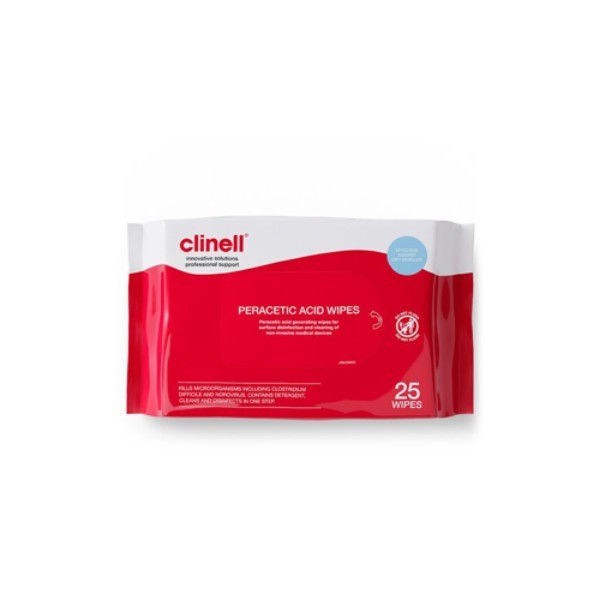 CLINELL PERACETIC ACID WIPES 25 SHEETS
