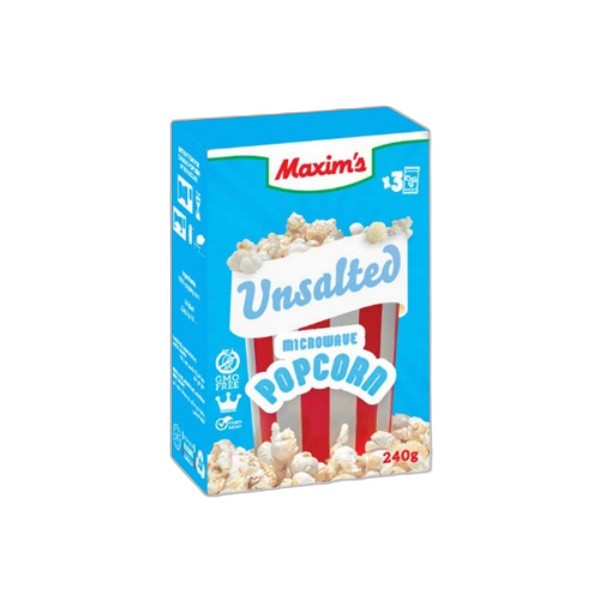 MAXIMS MICROWAVE POPCORN UNSALTED 80G