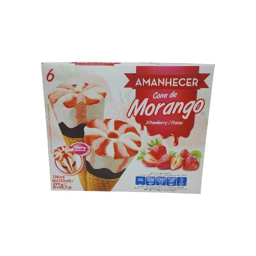 AMANHECER ICE CREAM CONES STRAWBERRY 6X120ML