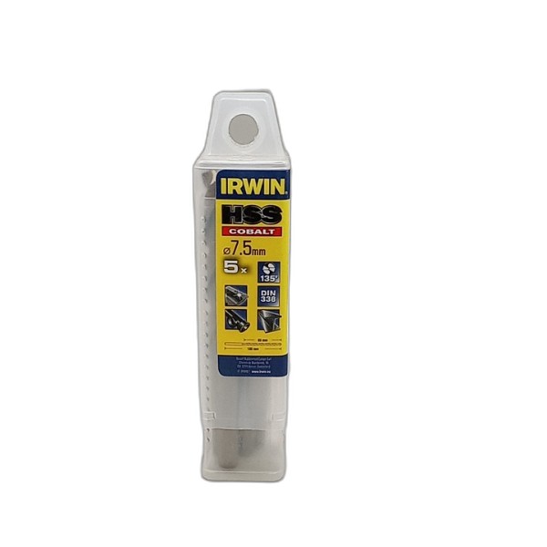 DRILL BIT IRWIN 5PCS 7.5MM HSS COBALT