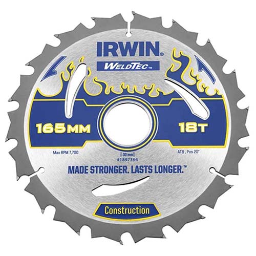 SAW BLADE IRWIN CIRCULAR WT 165MM-18T