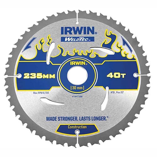 SAW BLADE IRWIN CIRCULAR WT 235MM-40T