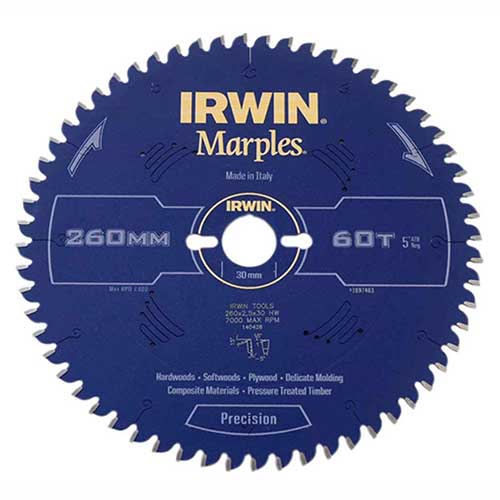 SAW BLADE IRWIN CIRCULAR MAR 260MM-60T M
