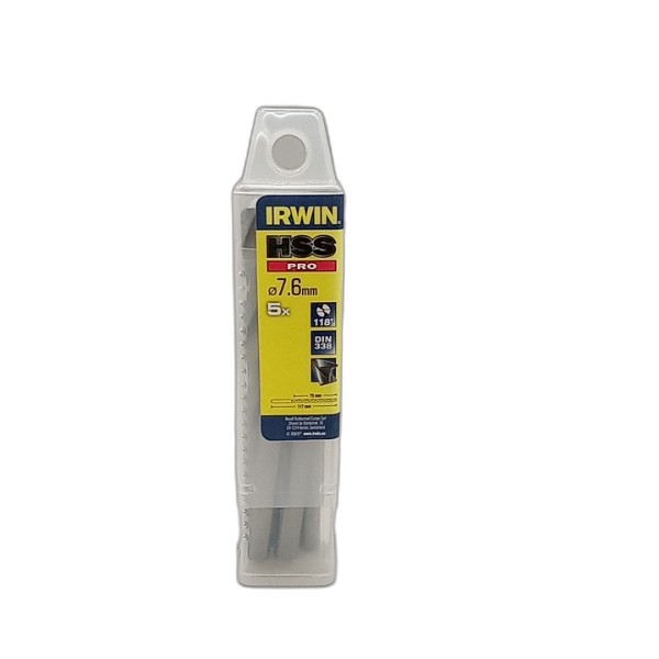 DRILL BIT IRWIN 5PCS 7.6MM HSS PRO