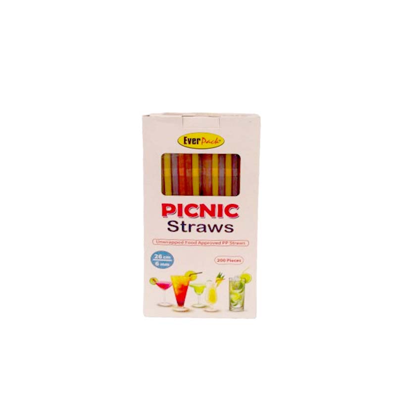 STRAW UNWRAPPED COLORED BOX PICNIC