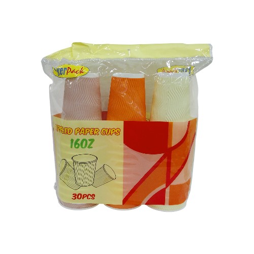 EVERPACK RIPPLED PAPER CUPS 16OZ 3COLOR 30PCS